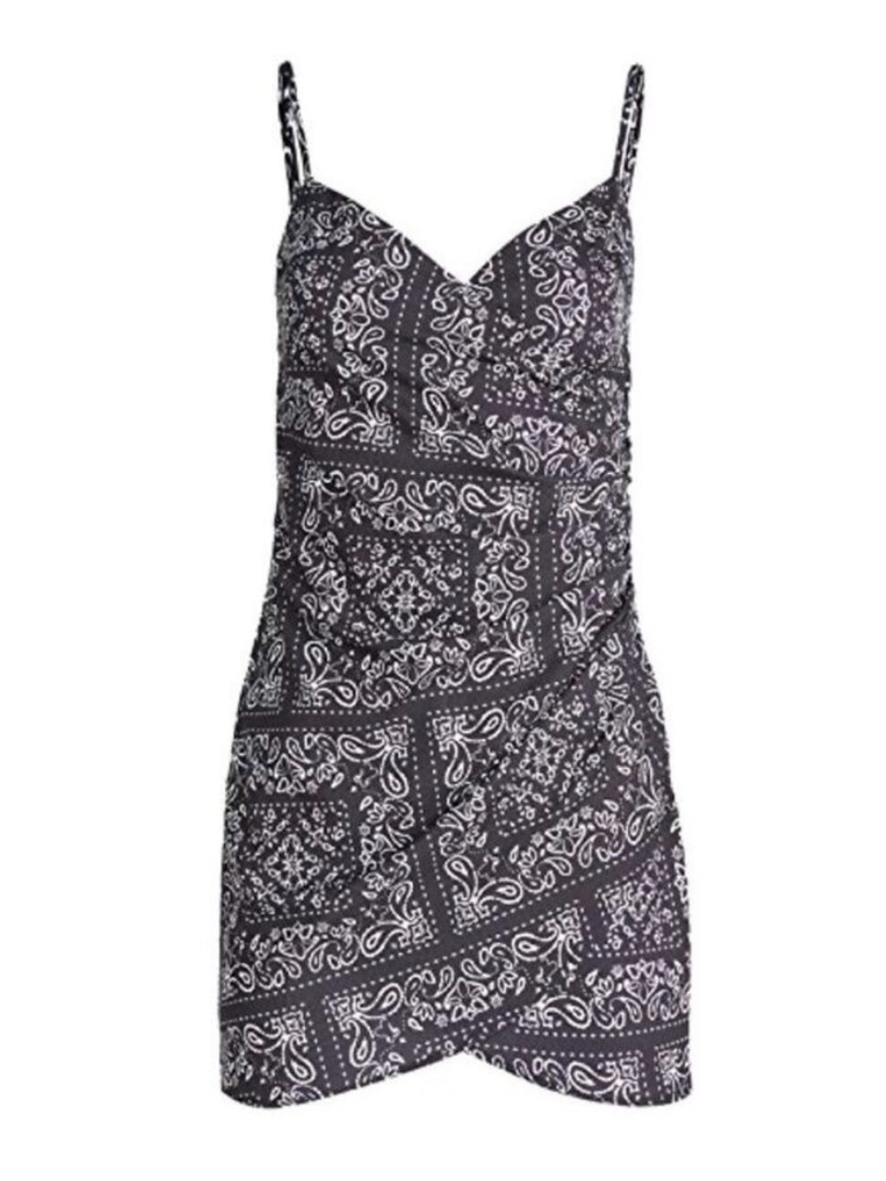 re:named Navy Blue and White Paisley Bandana-Print Mini Dress